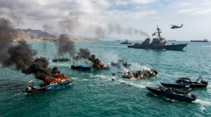 US Destroys 7 Iranian Boats in Strait of Hormuz Clash in the Strait of Hormuz