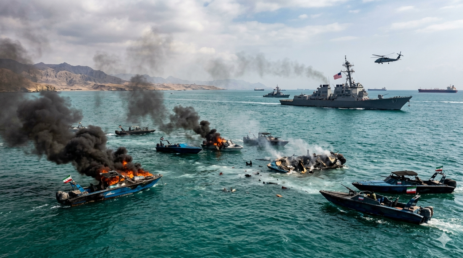 US Destroys 7 Iranian Boats in Strait of Hormuz Clash in the Strait of Hormuz